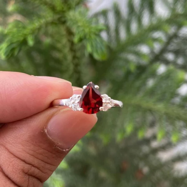 925 Silver Natural Garnet Ring