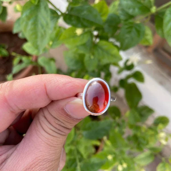 925 Silver Natural Garnet Ring