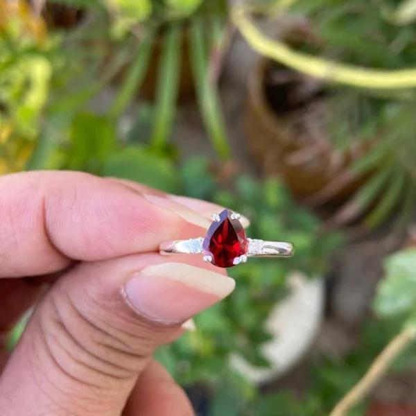925 Silver Natural Garnet Ring