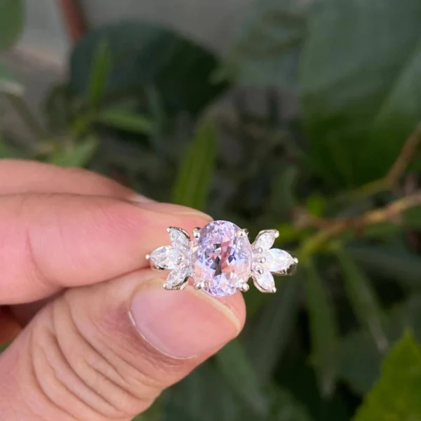 925 Silver Natural Kunzite Ring