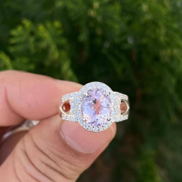 925 Silver Natural Kunzite Ring