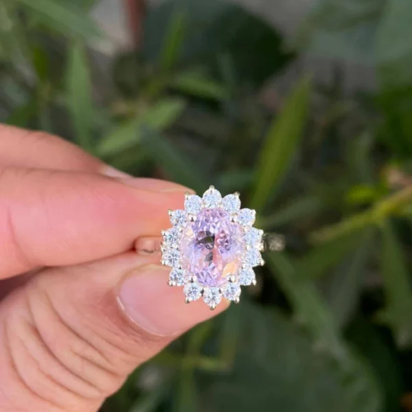 925 Silver Natural Kunzite Ring