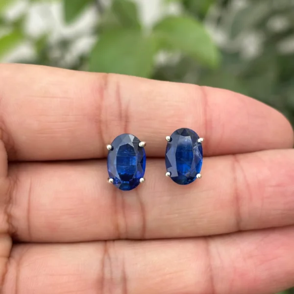 925 Silver Natural Kyanite Stud Earrings