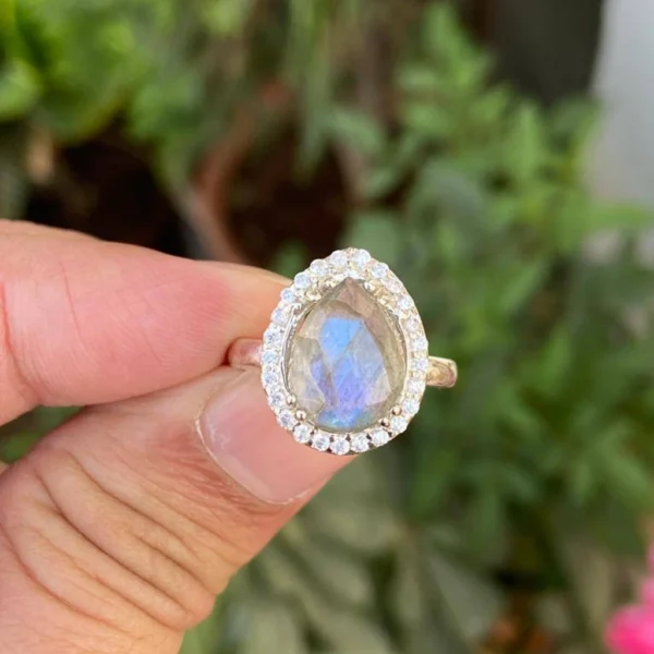 925 Silver Natural Labradorite Ring