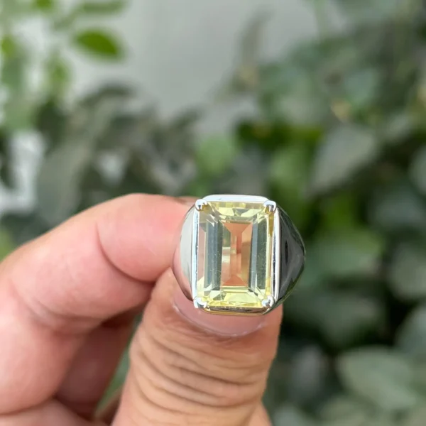 925 Silver Natural Lemon Quartz Ring