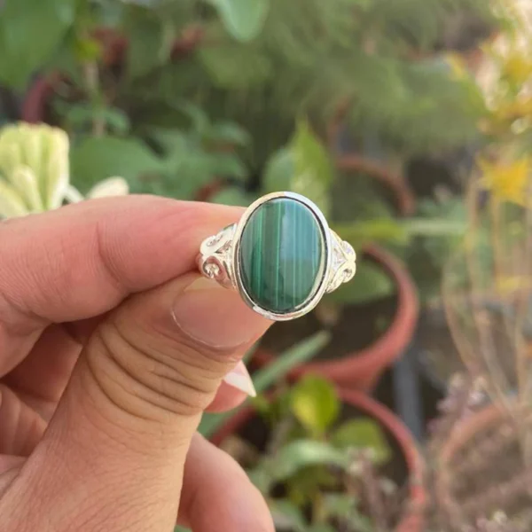 925 Silver Natural Malachite Ring