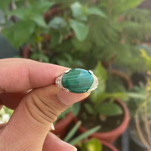 925 Silver Natural Malachite Ring