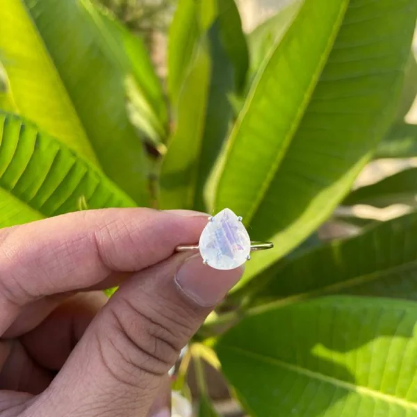 925 Silver Natural Moonstone Ring