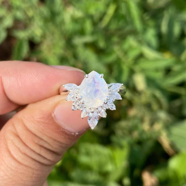 925 Silver Natural Moonstone Ring
