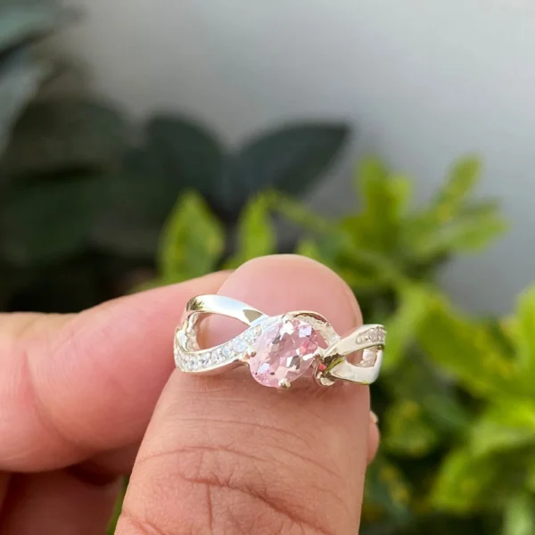 925 Silver Natural Morganite Ring
