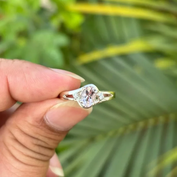 925 Silver Natural Morganite Ring