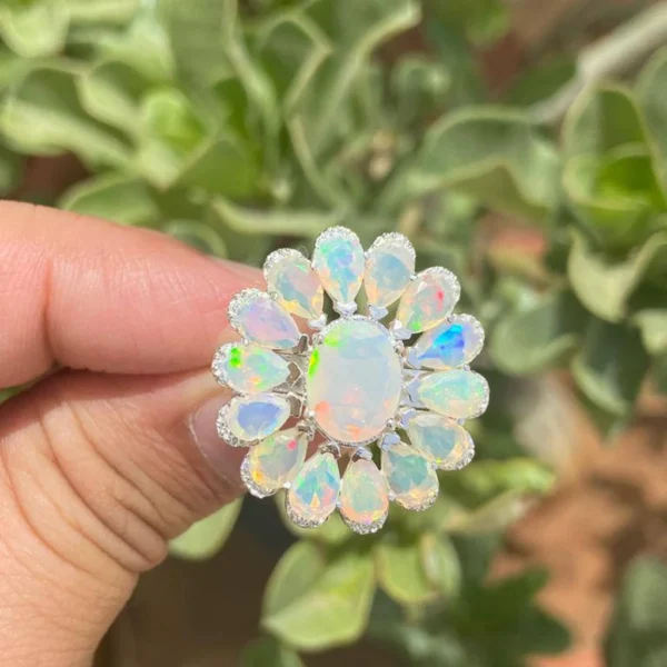 925 Silver Natural Opal Cocktail Ring