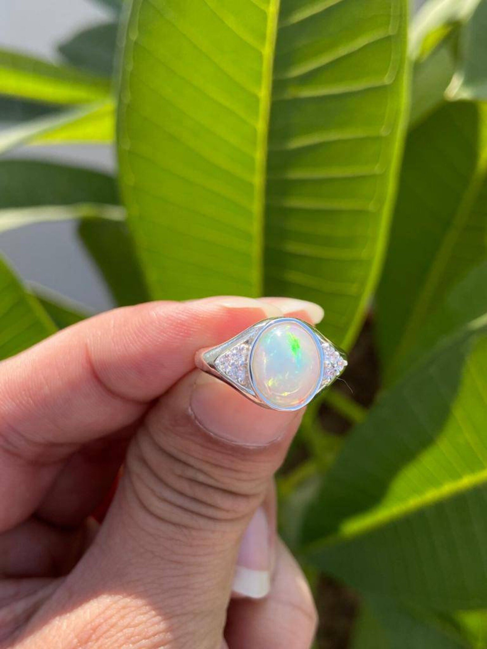 925 Silver Natural Opal Ring 3