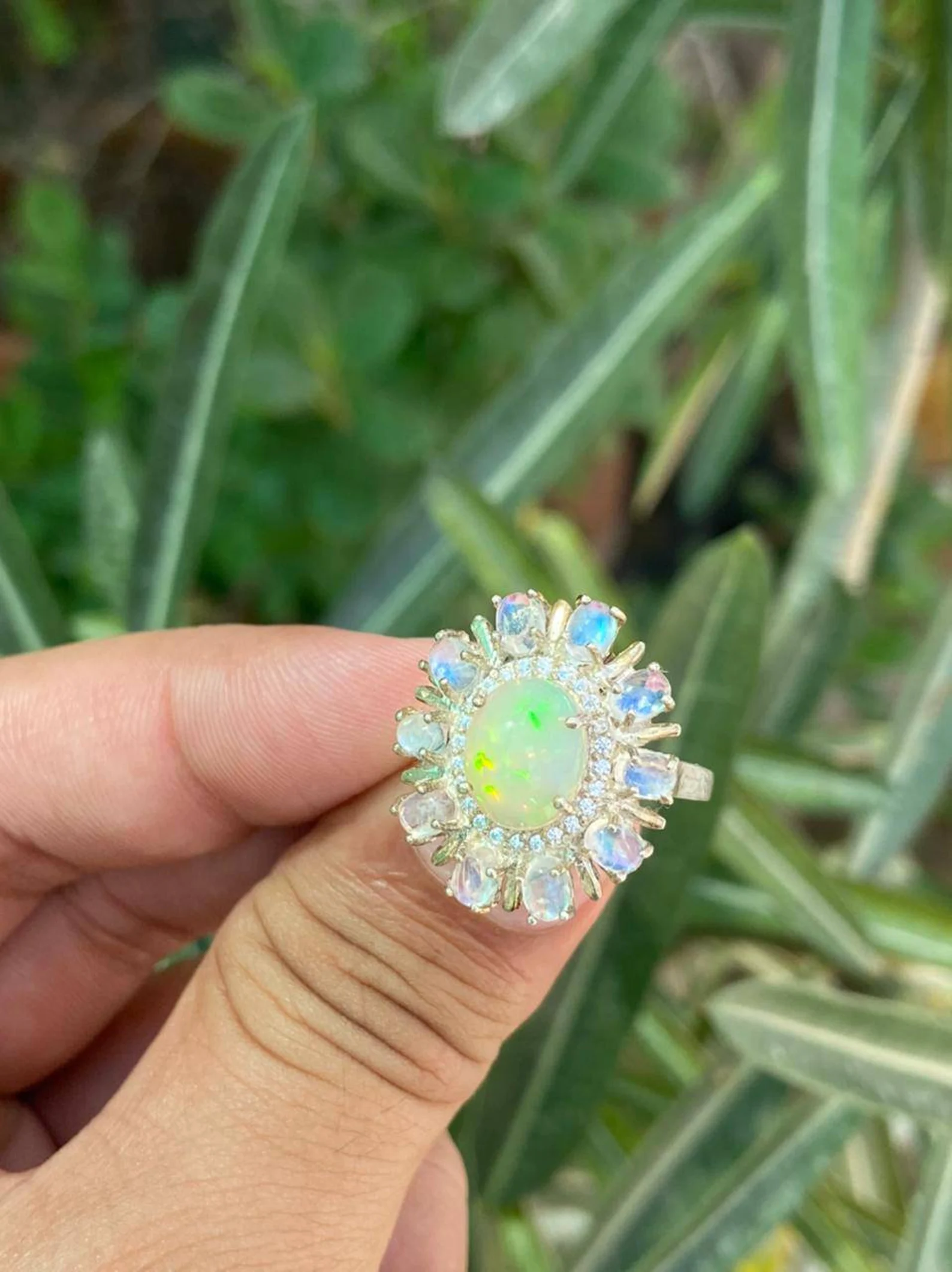 925 Silver Natural Opal Ring 3