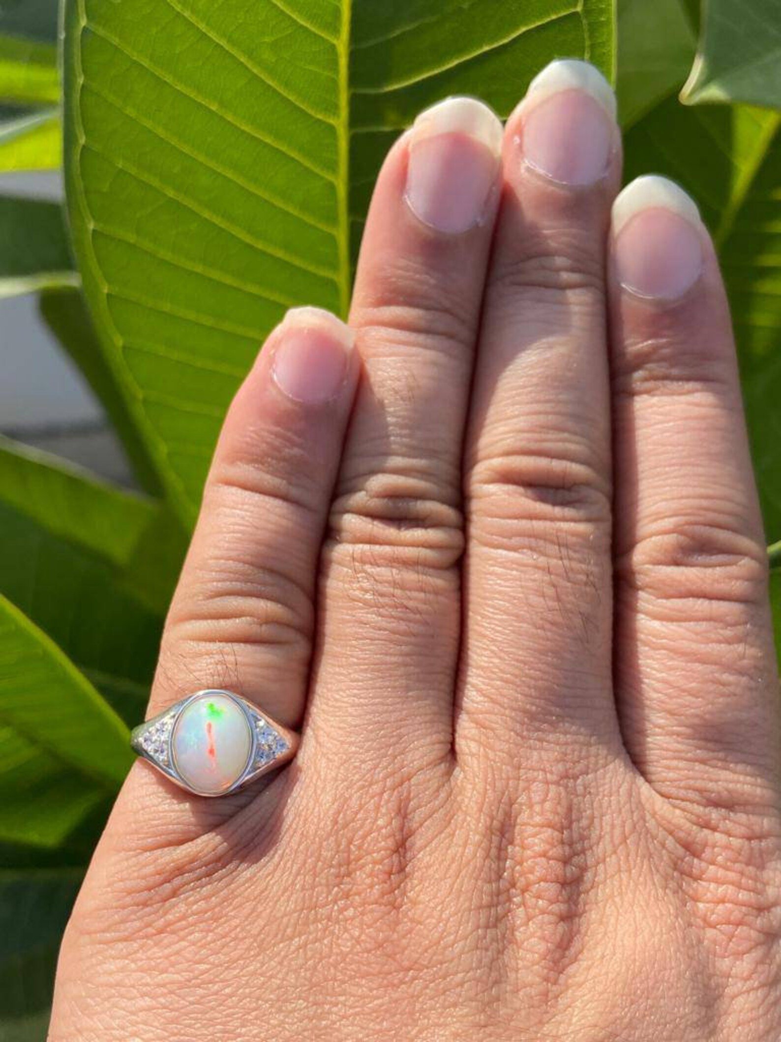 925 Silver Natural Opal Ring 4