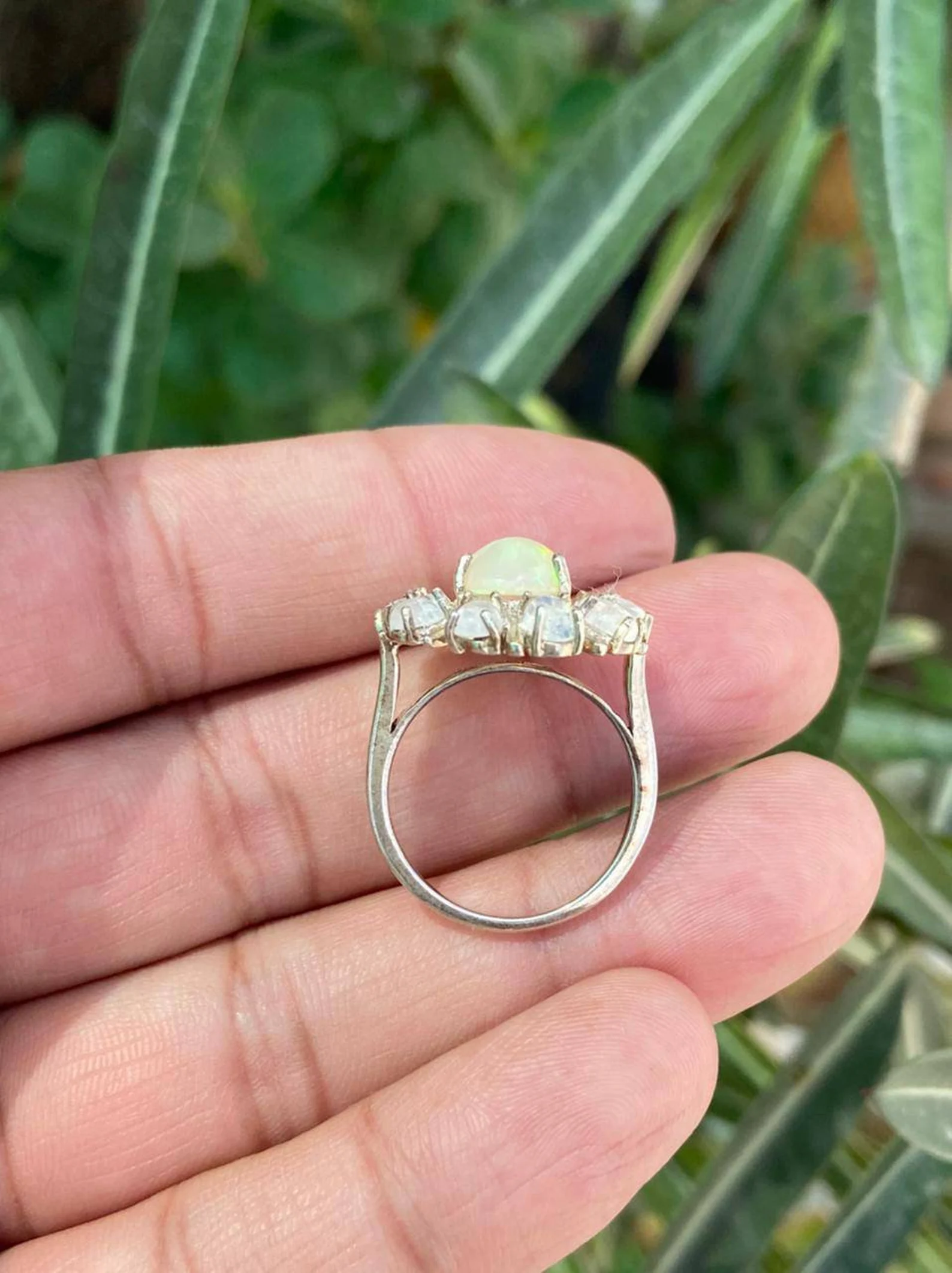 925 Silver Natural Opal Ring 6