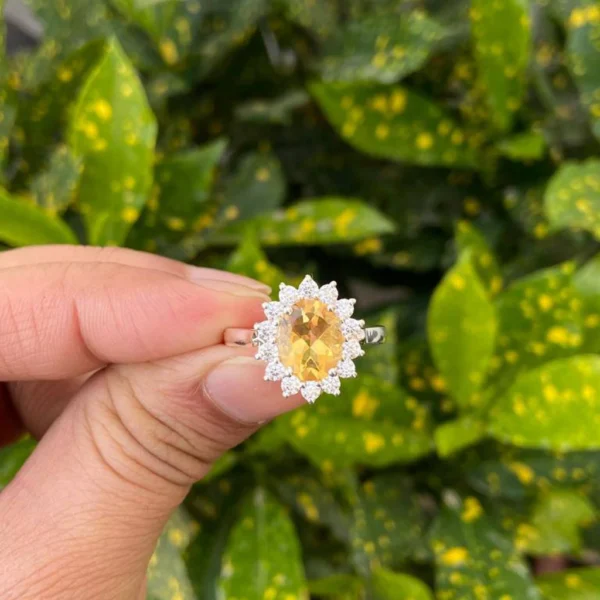 925 Silver Natural Oval Citrine Ring