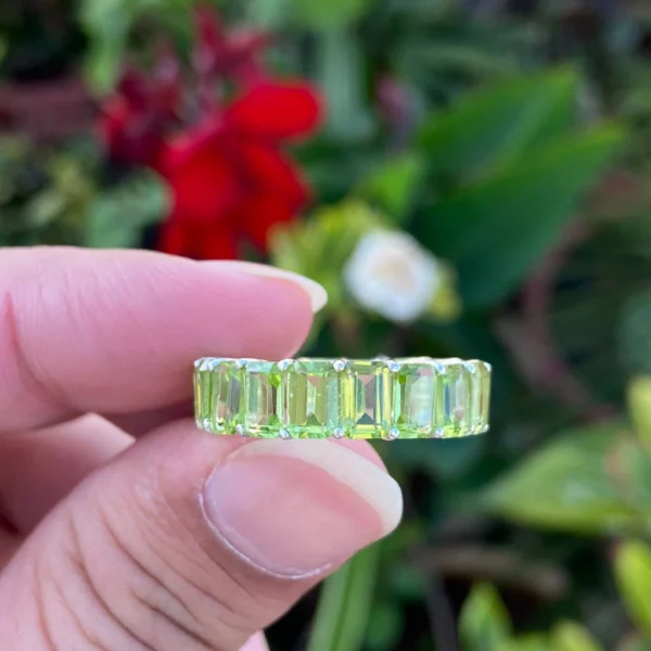 925 Silver Natural Peridot Band Ring