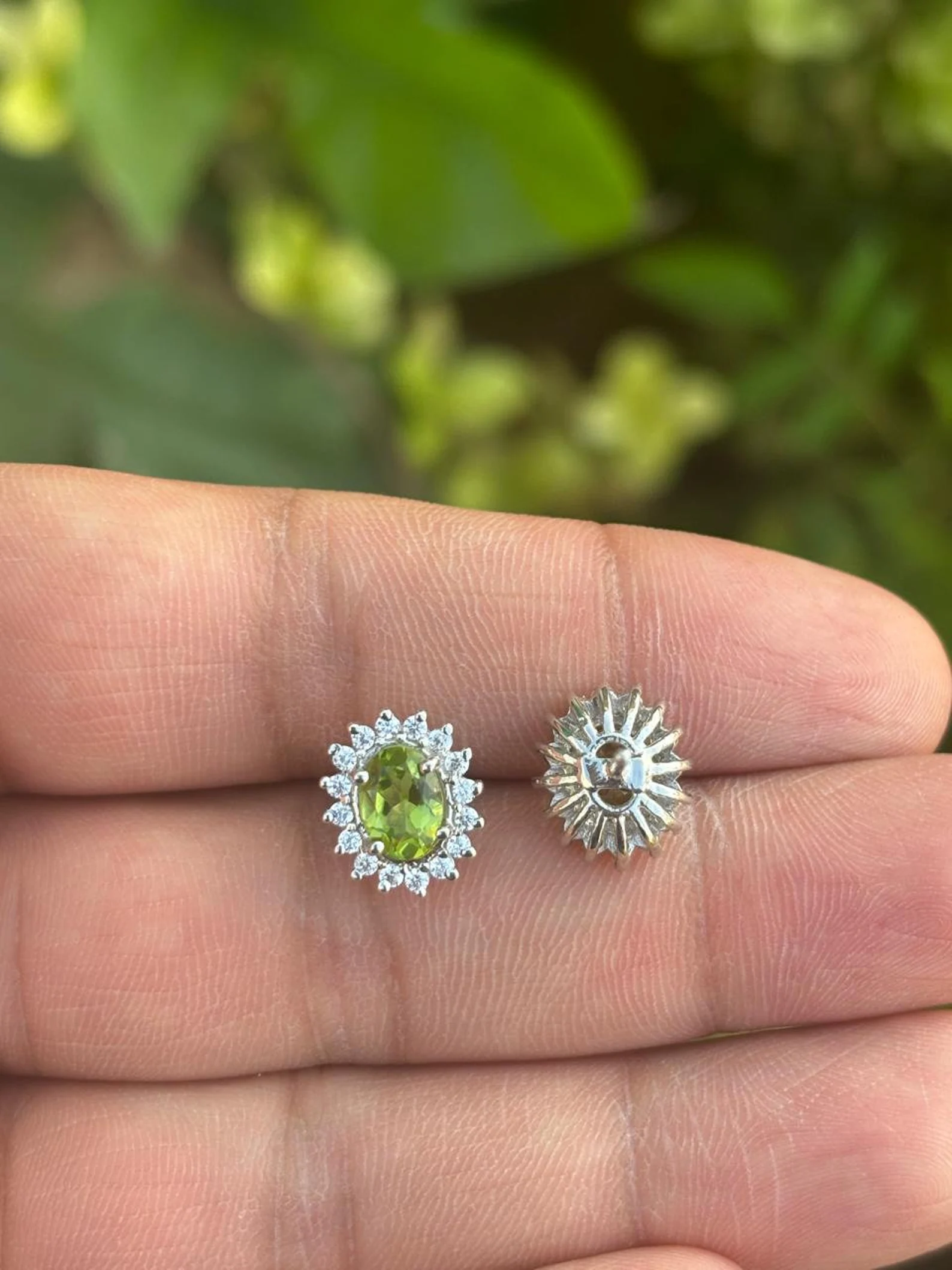 925 Silver Natural Peridot Stud Earrings 3