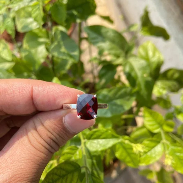 925 Silver Natural Red Garnet Ring