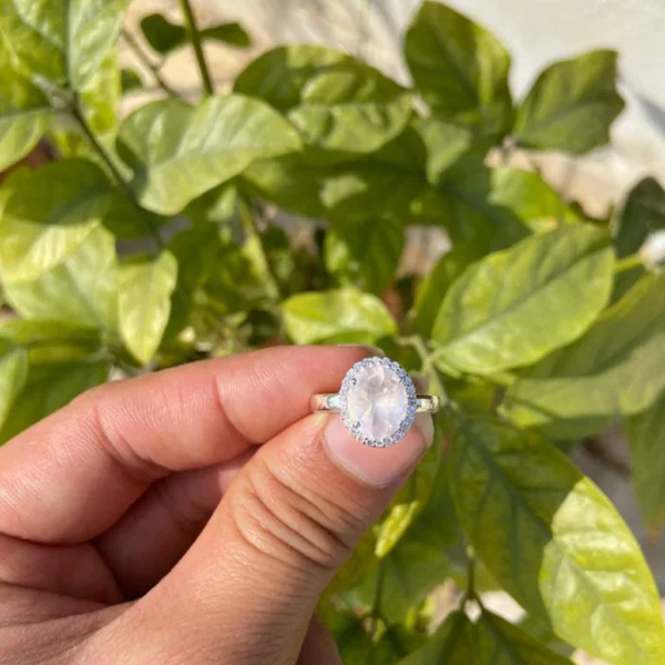 925 Silver Natural Rose Quartz Ring