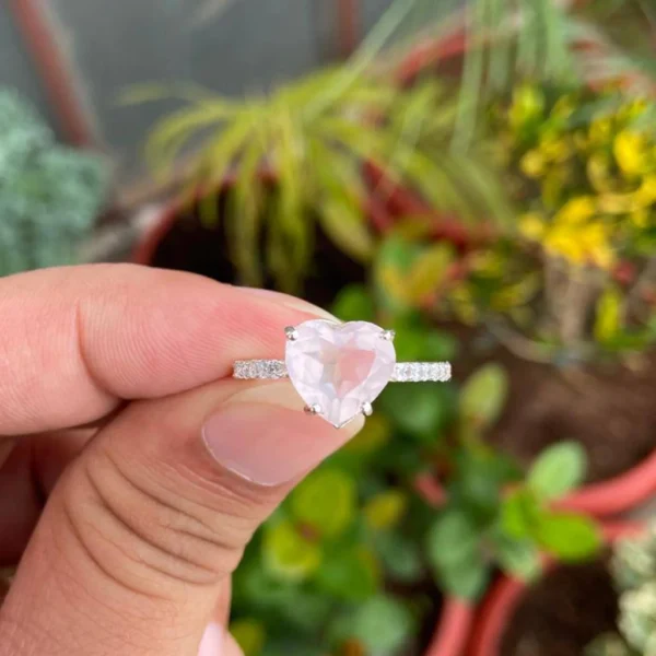 925 Silver Natural Rose Quartz Ring