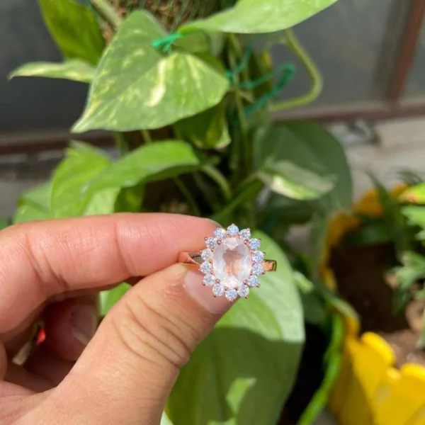 925 Silver Natural Rose Quartz Ring
