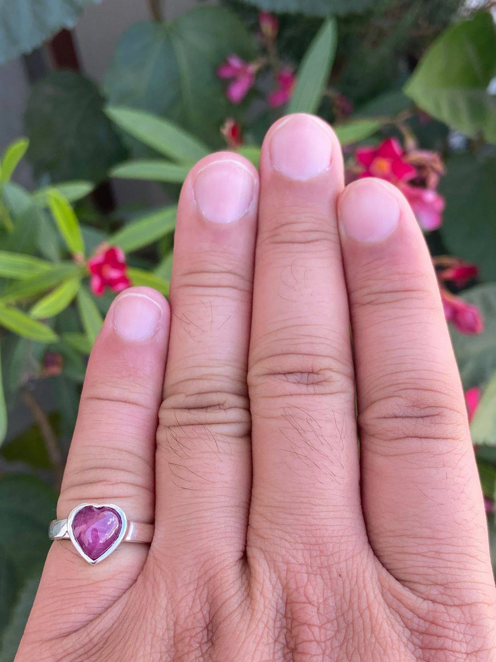 925 Silver Natural Ruby Heart Ring 4