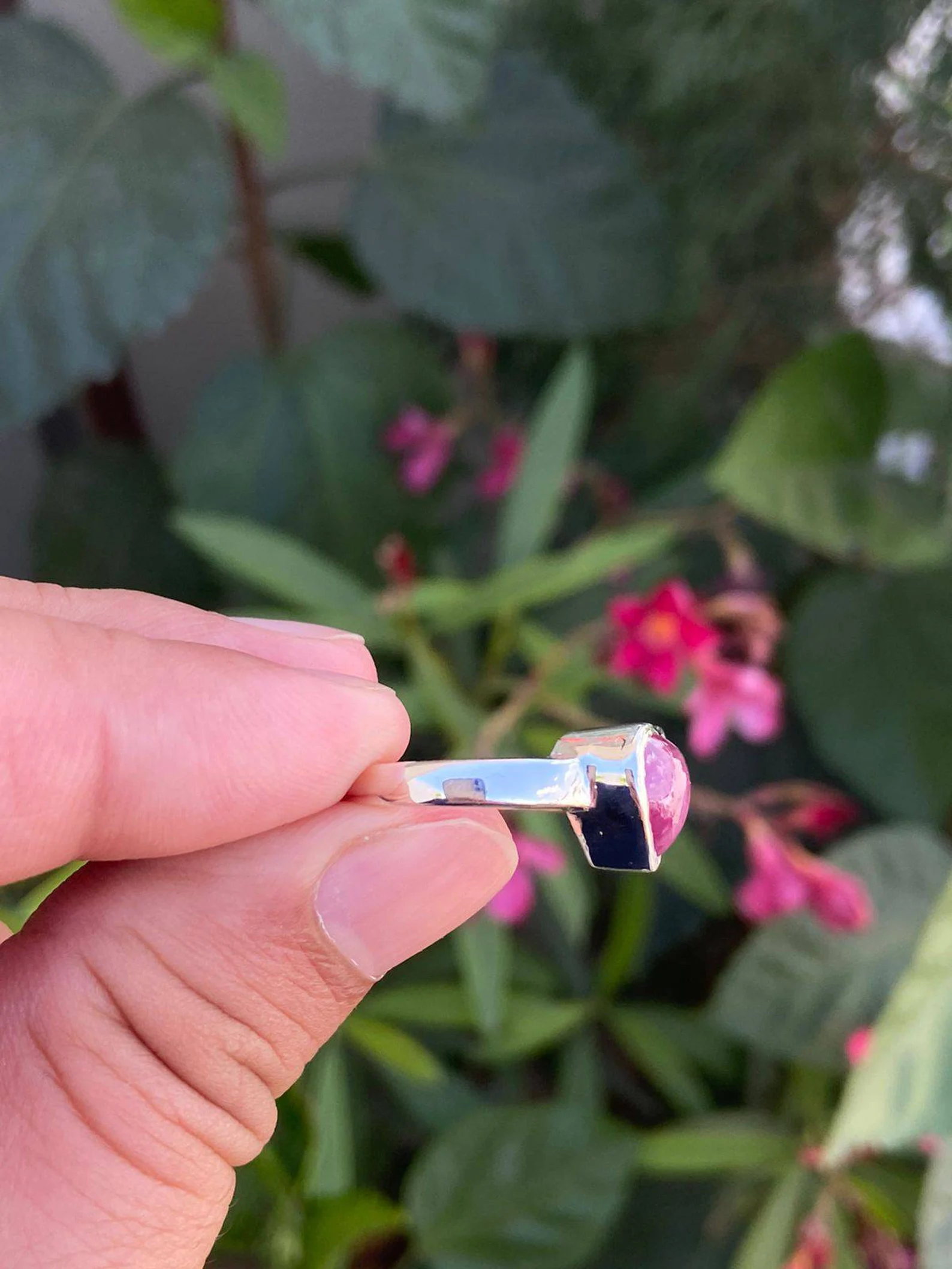 925 Silver Natural Ruby Heart Ring 7