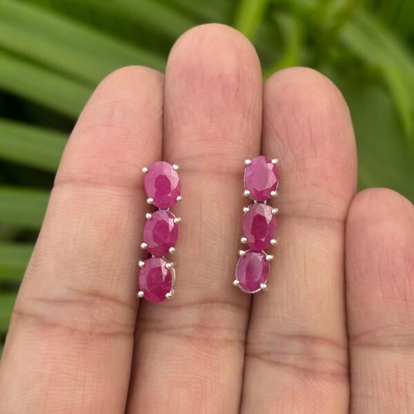 925 Silver Natural Ruby Stud Earrings