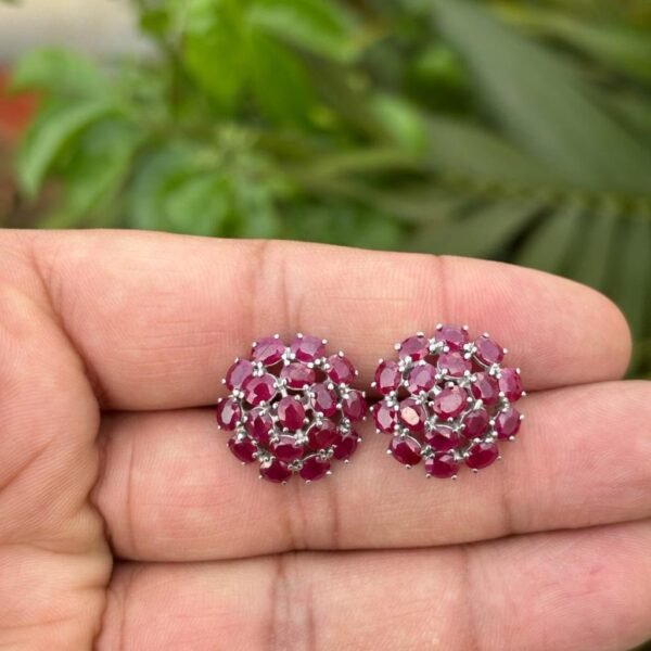 925 Silver Natural Ruby Stud Earrings