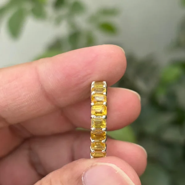 925 Silver Natural Sapphire Eternity Band Ring