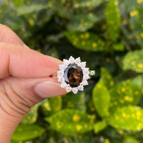 925 Silver Natural Smoky Quartz Ring