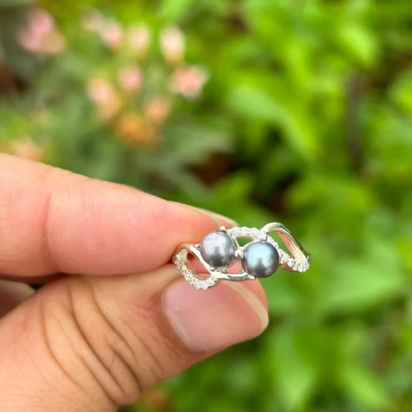 925 Silver Natural Tahitian Pearl Ring