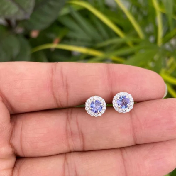 925 Silver Natural Tanzanite Stud Earrings