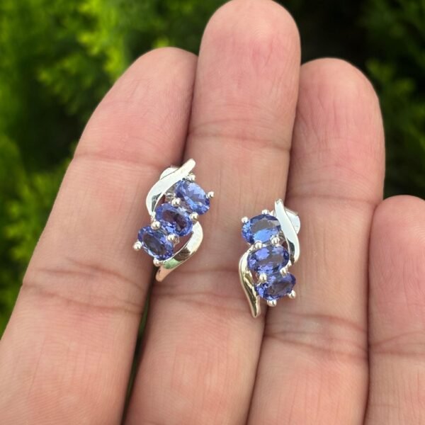 925 Silver Natural Tanzanite Stud Earrings