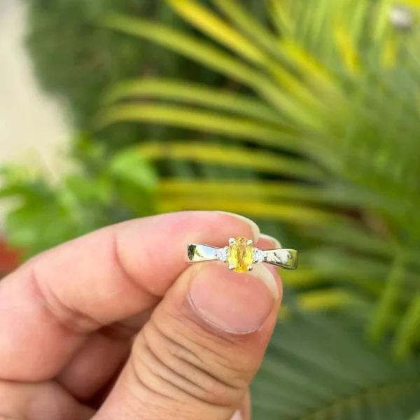 925 Silver Natural Yellow Sapphire Ring
