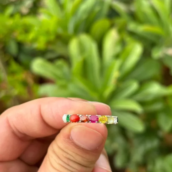 925 Silver Navratan Gemstone Ring