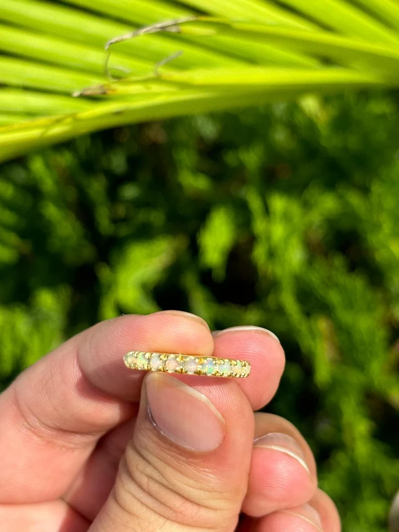 925 Silver Opal Band Ring 4