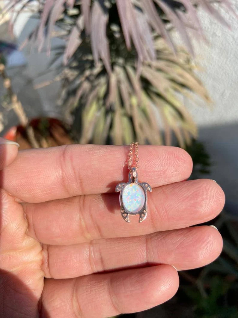 925 Silver Opal Turtle Necklace 5