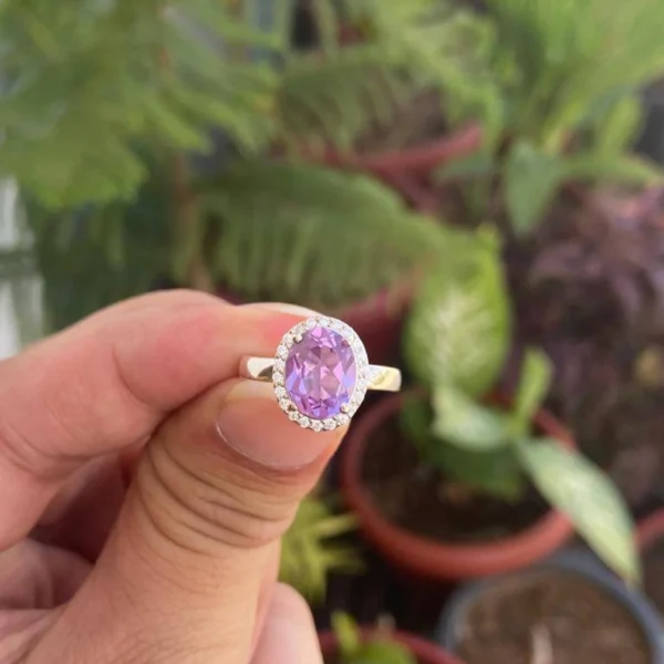 925 Silver Oval Alexandrite Ring