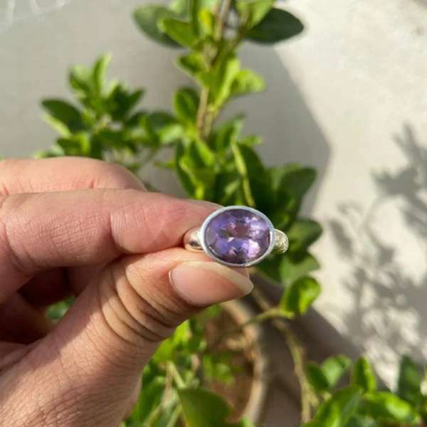 925 Silver Oval Amethyst Ring