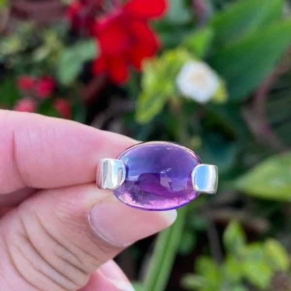 925 Silver Oval Amethyst Ring