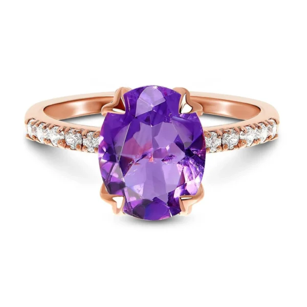 925 Silver Oval Amethyst Ring