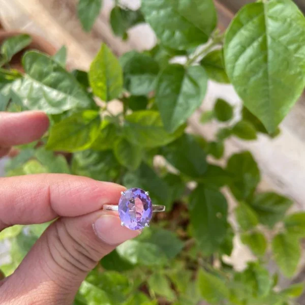 925 Silver Oval Amethyst Ring