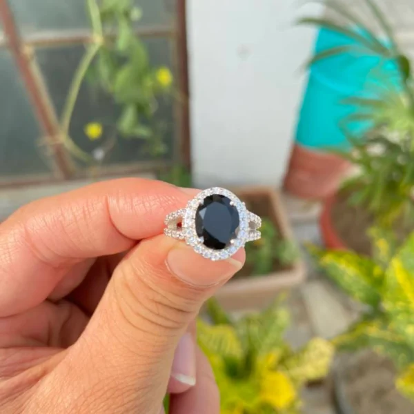925 Silver Oval Black Onyx Ring