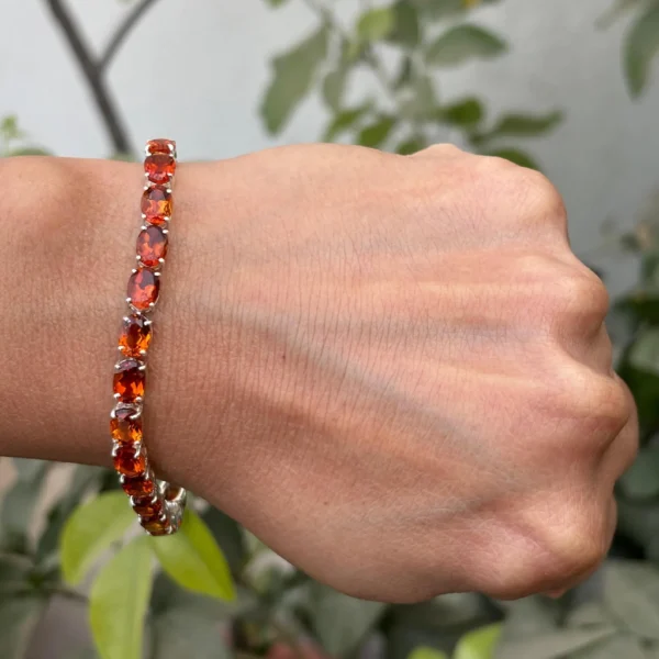 925 Silver Oval Citrine Tennis Bracelet