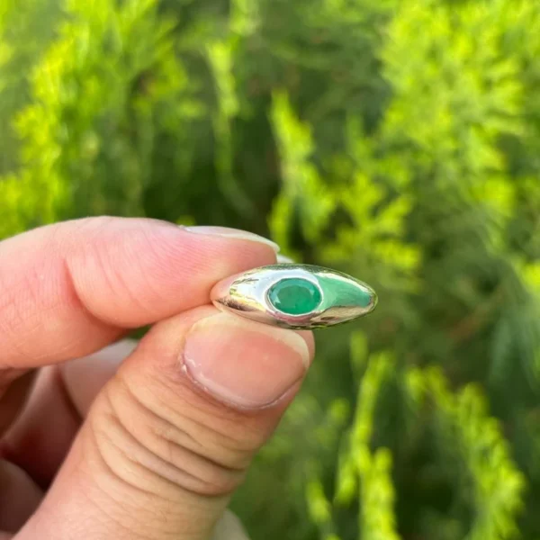 925 Silver Oval Emerald Ring