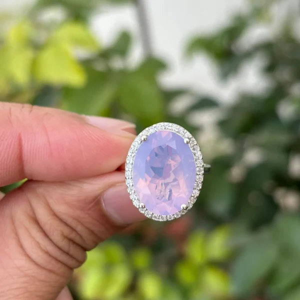 925 Silver Oval Lavender Quartz Ring