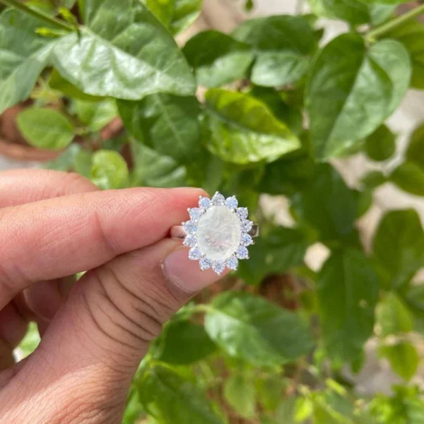 925 Silver Oval Moonstone Ring